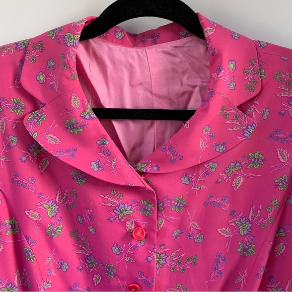Vintage Pink Patterned 1950s/60s House Dress/ House Coat - Picture 5 of 13